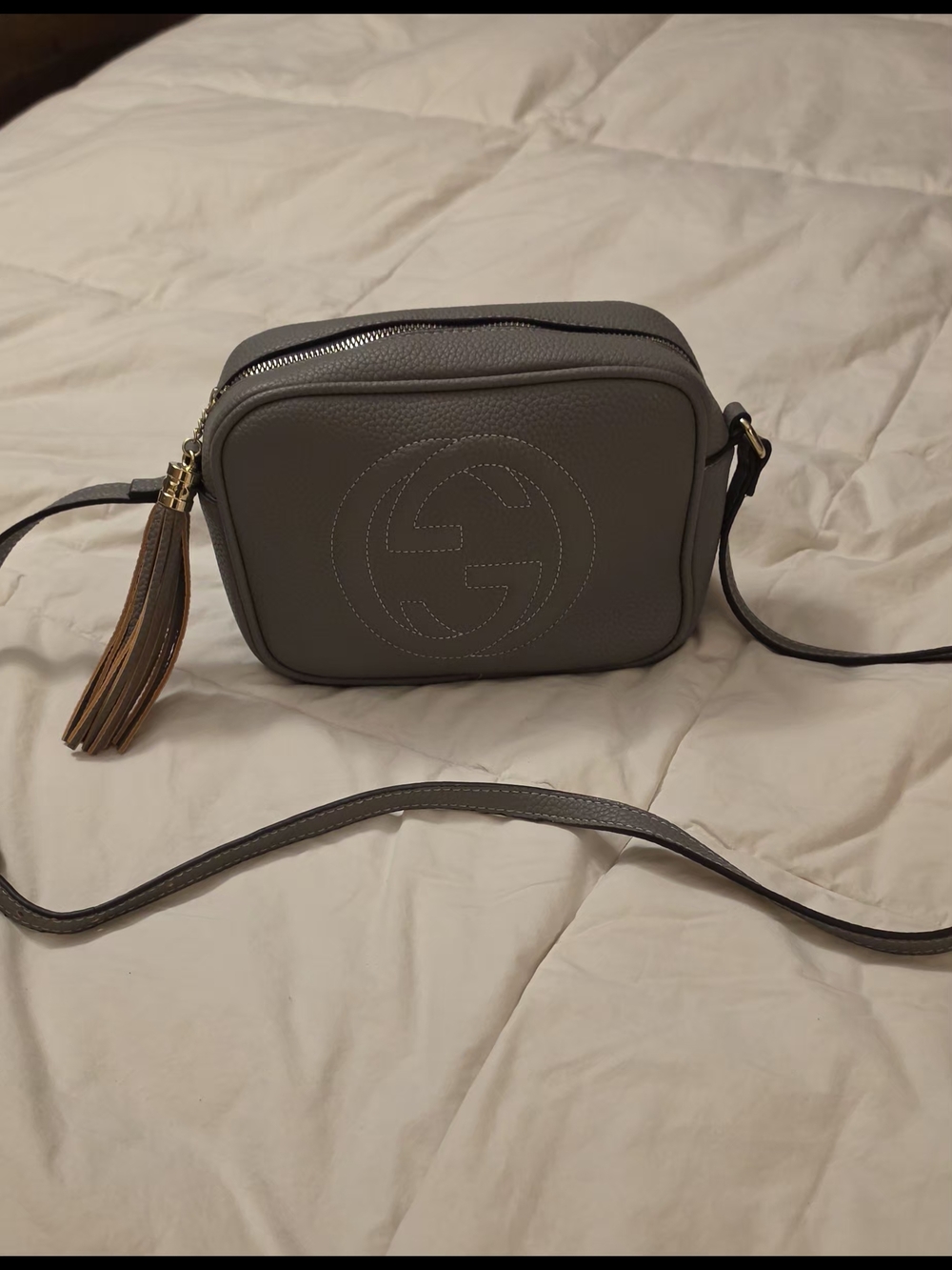 Soho Disco Crossbody Bag in Grey with Tassel
